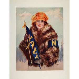   Woman Navy Banner Earl Hilli RARE   Original Print