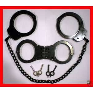  BLACK HINGED Handcuffs & LEG Cuffs COMBO Package 