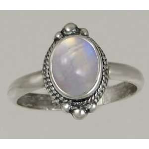   Silver Victorian Ring Featuring a Beautiful Rainbow Moonstone Gemstone