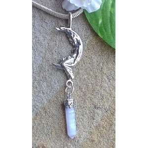  Sterling Silver Lady in MOON Blue Lace Agate Pendant 