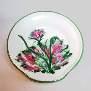    Green Thistle Spoonrest by Moonfire Pottery