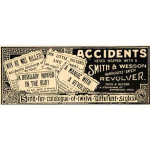  1898 Ad Accidents Smith Wesson Revolver Burglar Safety 