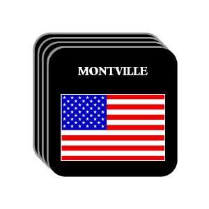 US Flag   Montville, Connecticut (CT) Set of 4 Mini Mousepad Coasters