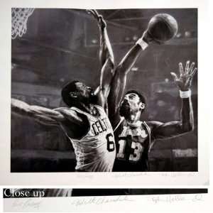  Bill Russell Celtics & Wilt Chamberlain Lakers 28x30 