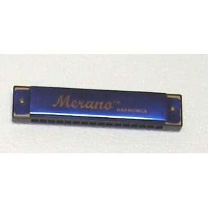  Merano HA16 Key of C 16 Hole Harmonica   Blue Musical 