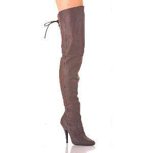 SS4U Brown Leather Thigh High Boots 5 Heels Half Zipper Closeout US 