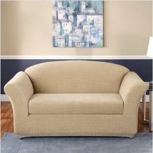   Stretch Squares Sofa Slipcover in Linen (Box Cushion) (2 Pieces) Home