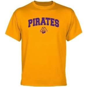  East Carolina Pirates Gold Logo Arch T shirt Sports 