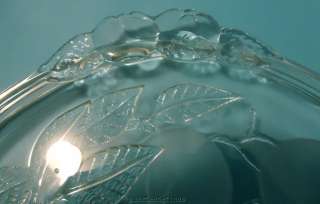 Crystal Etched Glass Round Serving Platter Plate Dish Vintage Fruited 