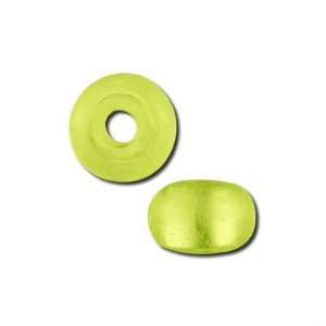  10mm Olive Green Foil Lined Pony Glass Bead   Large Hole 