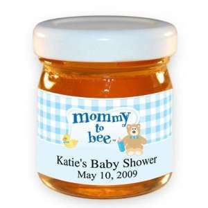  Baby Shower Honey Jar Favors  Gingham Blue Personalized 