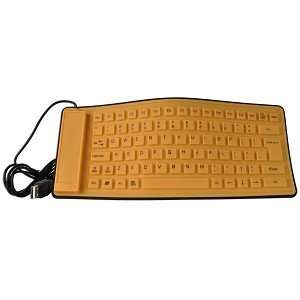  80 Key USB Mini Flexible Roll Up Silicone Keyboard (Yellow 