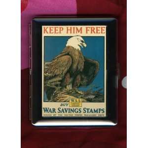 Keep Him Free WW1 US Army Military Vintage ID CIGARETTE CASE