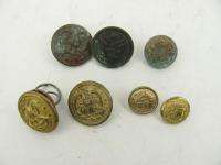 Lot 7 Vintage Button Buttons Brass Military Eagle Navy  