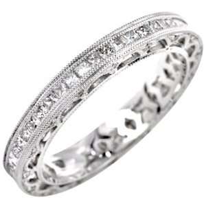  0.90 Ct Antique Style Diamond Eternity Band in White Gold 