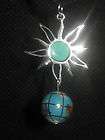 HANDMADE 925 STERLING SILVER TURQUOISE SUN AND GLOBE CHARM PENDANT 