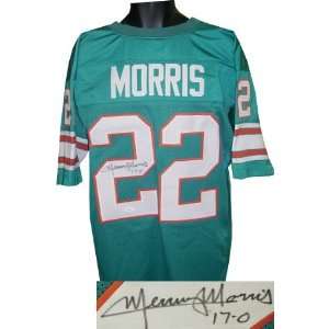Mercury Morris signed Miami Dolphins Teal Prostyle Jersey 17 0  JSA 