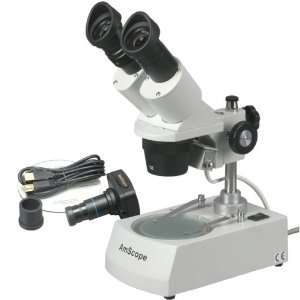  AmScope 20X 40X 80X Forward Stereo Microscope + 1.3MP 
