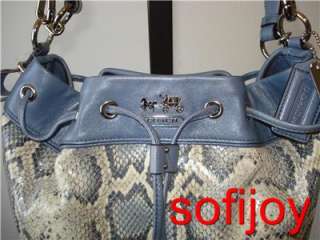   Madison python embossed leather Marielle blue shoulder bag/purse/tote
