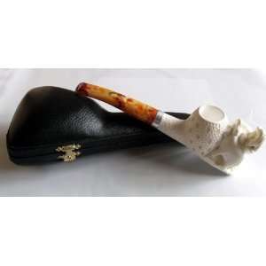 Meerschaum Smoking Pipe   Large Pair of Elephants Logo, Hand Carved 