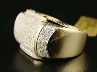 MENS YELLOW GOLD GENUINE PINKY DIAMOND XL RING 1.40 CT  