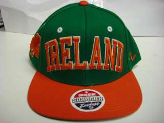 Ireland Irish Zephyr Flat Brim Snapback Cap Green Super Star Hat 