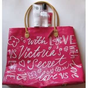   Tote Bag with Body Products Inside Lip Gloss, Body Lotion, Body Mist