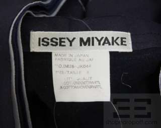 Issey Miyake Black & Dark Purple Lace Up Trim 3/4 Sleeve Top Size 3 