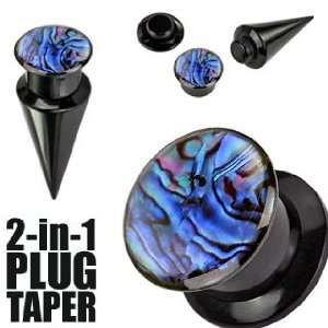  2 in 1 Interchangeable Black Acrylic Screw Fit Taper Plug 