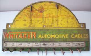 1930s Whitaker Automotive Cables Display Hanging Battery Sign Oil 