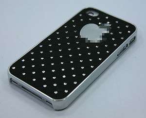 iPhone 4 4S Black Case Luxury Case Diamond AT&T VERIZON +FREE SCREEN 