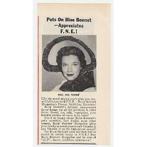  1954 Blue Bonnet Margarine Mrs. Mel Torme Print Ad (3943 