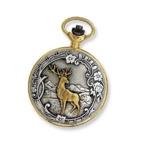  Jacques du Manoir Two tone Brass Deer Pocket Watch 