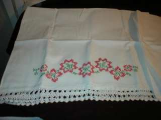 Vintage, pillow cases with white 1 1/2 hand crocheted edge 