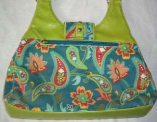 St Johns Bay Green/Blue Flower/Paisley Purse Handbag  