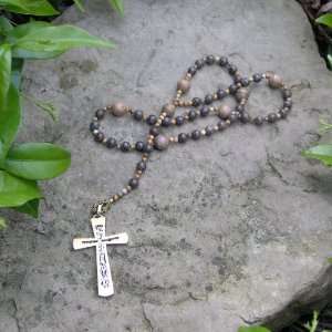 com Lutheran Large Brass and Stainless Steel Cross with Jasper Prayer 