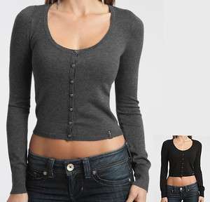 NWT GUESS Jeans Millie Crop Cardigan Sweater Top Long Sleeves Cropped 