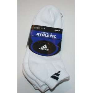  Adidas Youth Large Low Cut Athletic Socks 3 pair Shoe Size 