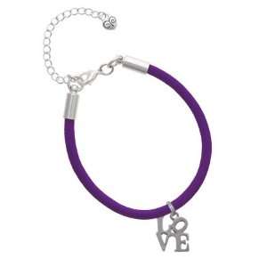    Love in Square Charm on a Purple Malibu Charm Bracelet Jewelry
