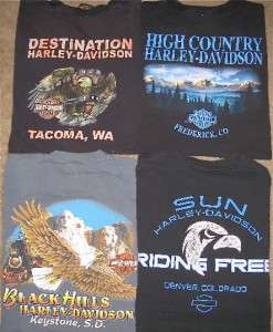 HARLEY DAVIDSON Denver Tacoma Black Hills So. Dakota 4 T Shirt Lot 