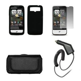 HTC Legend Premium Black Leather Carrying Pouch+Black Silicone Skin 