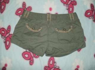 KENJI girls 14 Army Green cuffed short shorts 28x3  