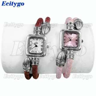 New Women Lady Quartz Bracelet Style Knit Band Wrist Watch  