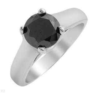  14K White Gold 2.65 CTW Color Black Opaque Diamond and 