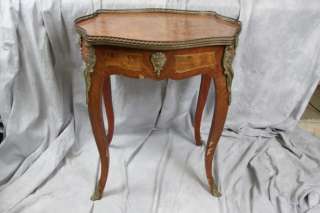 L24 VINTAGE LOUIS XV STYLE BOULLE BURLED WALNUT PARLOR TABLE  
