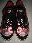 kitson la embroidered asian koi fish slip on sneakers sz