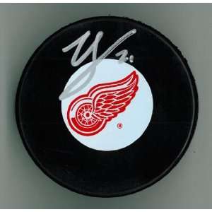  Ville Leino Autographed Detroit Red Wings Hockey Puck 