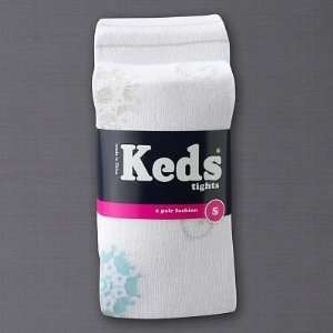  Keds® Girls Snowflake & Striped Tights, White/Multi (2 