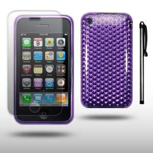  IPHONE 3G 3GS HEXAGONAL DESIGN GEL SKIN CASE WITH SCREEN 