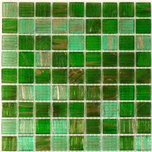 Key West 3/4 x 3/4 Green Gem Solid Glossy Glass Tile   14751